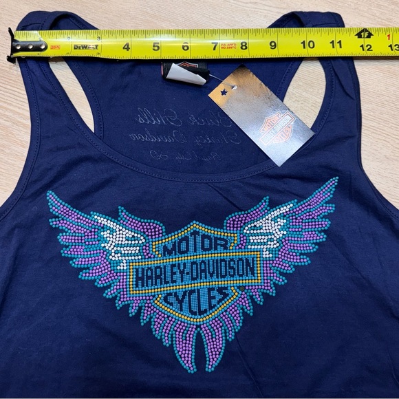 Y2K Biker Babe Harley Davidson Studded Wing Tank Black Hills Size M NWT) - Picture 7 of 11